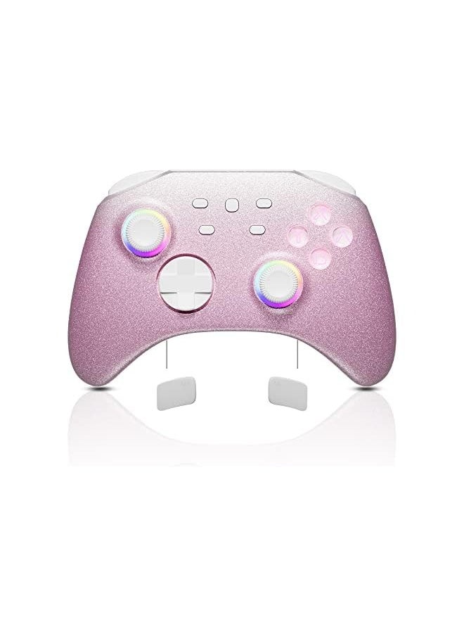 Wireless Switch Controller fo Switch, Windows PC iOS Android Steam/Steam Deck, 7 Color RGB Lighting Bluetooth Pro Controller with Turbo, Motion, Vibration, Wake-Up, Headphone Jack