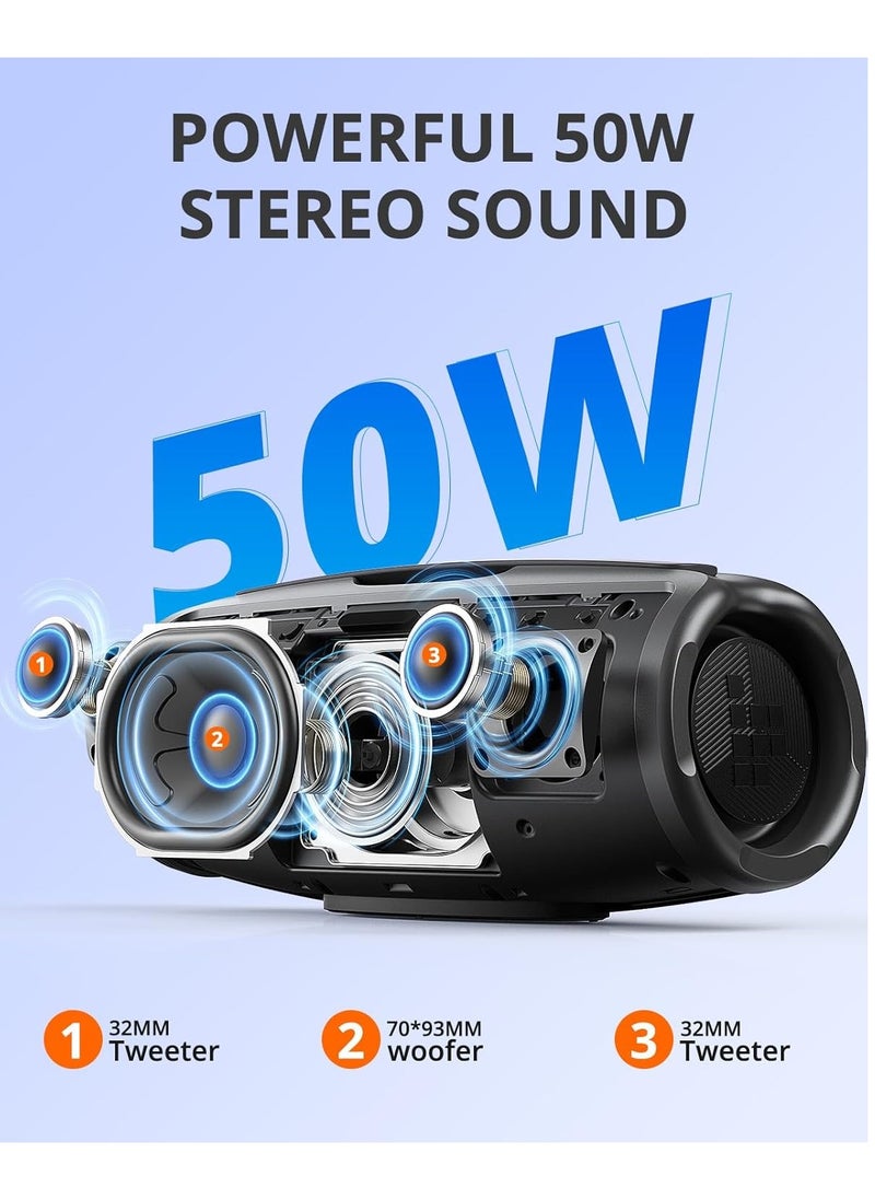 Tronsmart Mirtune S100 Portable Bluetooth Speaker, 50W Punchy Bass & Clear Treble, Retractable Handle, 20H Playtime, IPX7 Waterproof, Customize EQ, Built-in Power Bank for Outdoor, Camping,Beach(Blue)
