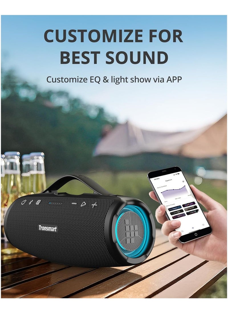 Tronsmart Mirtune S100 Portable Bluetooth Speaker, 50W Punchy Bass & Clear Treble, Retractable Handle, 20H Playtime, IPX7 Waterproof, Customize EQ, Built-in Power Bank for Outdoor, Camping,Beach(Blue)