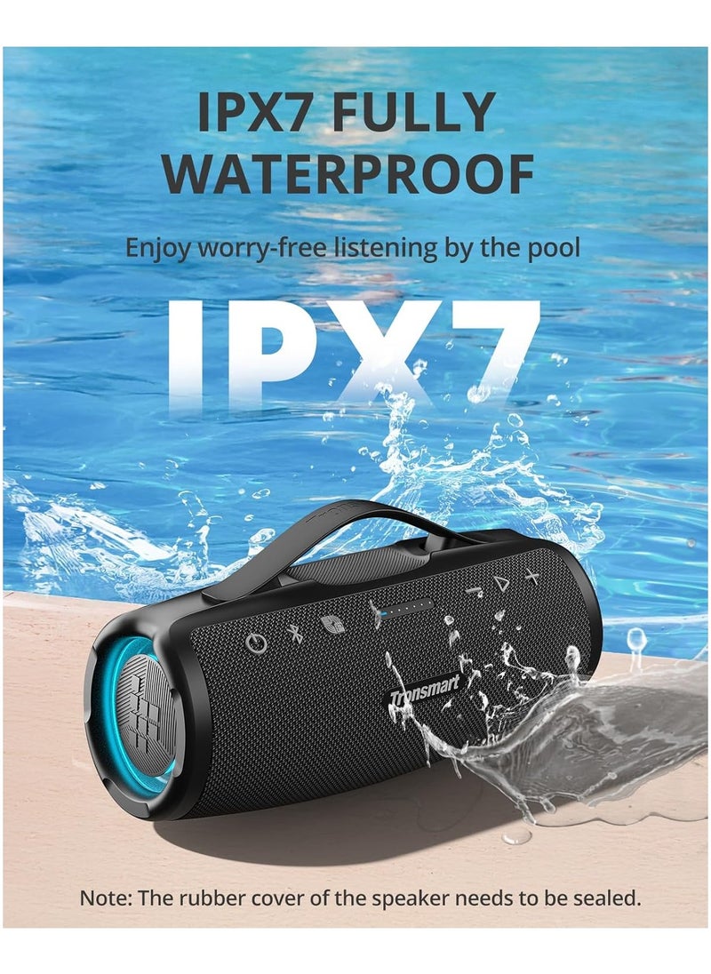 Tronsmart Mirtune S100 Portable Bluetooth Speaker, 50W Punchy Bass & Clear Treble, Retractable Handle, 20H Playtime, IPX7 Waterproof, Customize EQ, Built-in Power Bank for Outdoor, Camping,Beach(Blue)