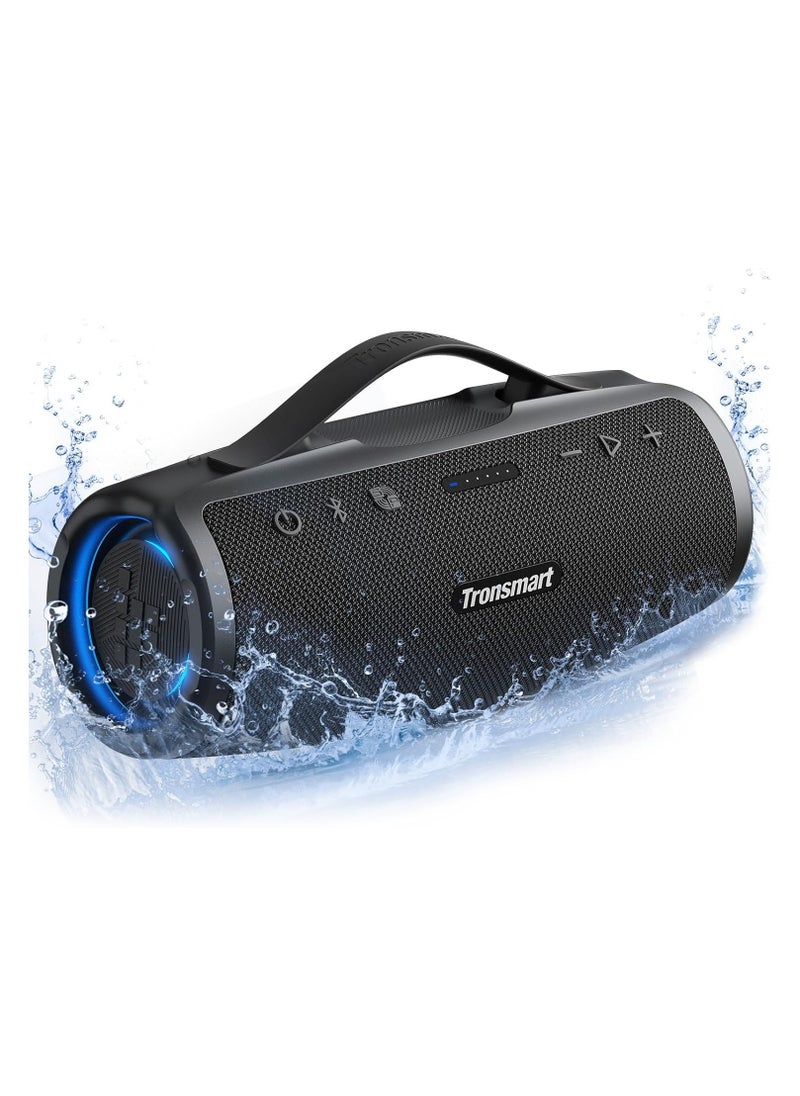 Tronsmart Mirtune S100 Portable Bluetooth Speaker, 50W Punchy Bass &Clear Treble, Retractable Handle, 20H Playtime, IPX7 Waterproof, Customize EQ, Built-in Power Bank for Outdoor, Camping,Beach(Black)