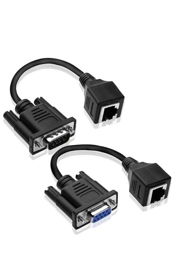 DKURVE DB9 RS232 to RJ45 Adapter Cable (0.1M) / Female & Male Serial Port Extender