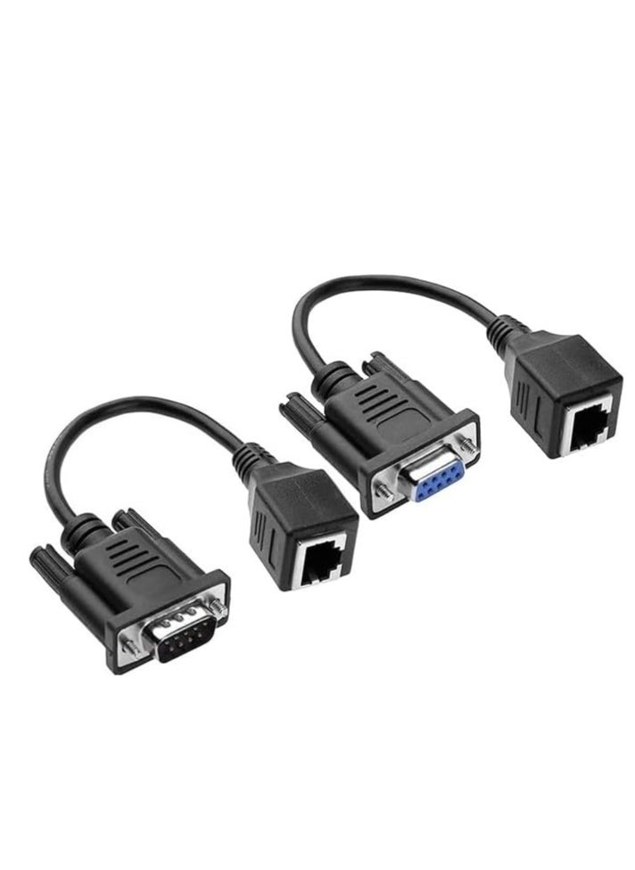 DKURVE DB9 RS232 to RJ45 Adapter Cable (0.1M) / Female & Male Serial Port Extender