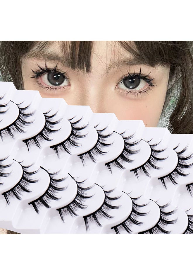 10 Pairs Manga Lashes, Big Eye Lashes, Natural Look Anime False, BigEyelashes, Eyelashes Individual Wispy Korean Makeup Eye Lashes, Clusters Asian Fake Eyelashes Pack, Cruelty Free