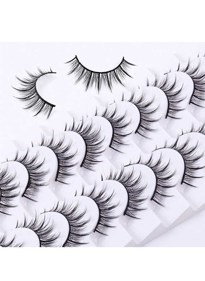 10 Pairs Manga Lashes, Big Eye Lashes, Natural Look Anime False, BigEyelashes, Eyelashes Individual Wispy Korean Makeup Eye Lashes, Clusters Asian Fake Eyelashes Pack, Cruelty Free