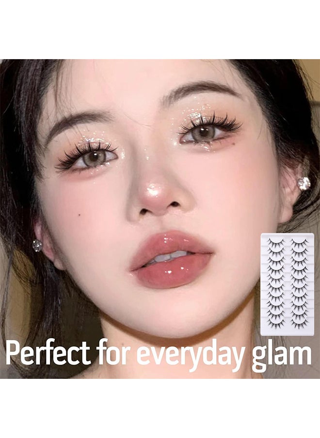 10 Pairs Manga Lashes, Big Eye Lashes, Natural Look Anime False, BigEyelashes, Eyelashes Individual Wispy Korean Makeup Eye Lashes, Clusters Asian Fake Eyelashes Pack, Cruelty Free