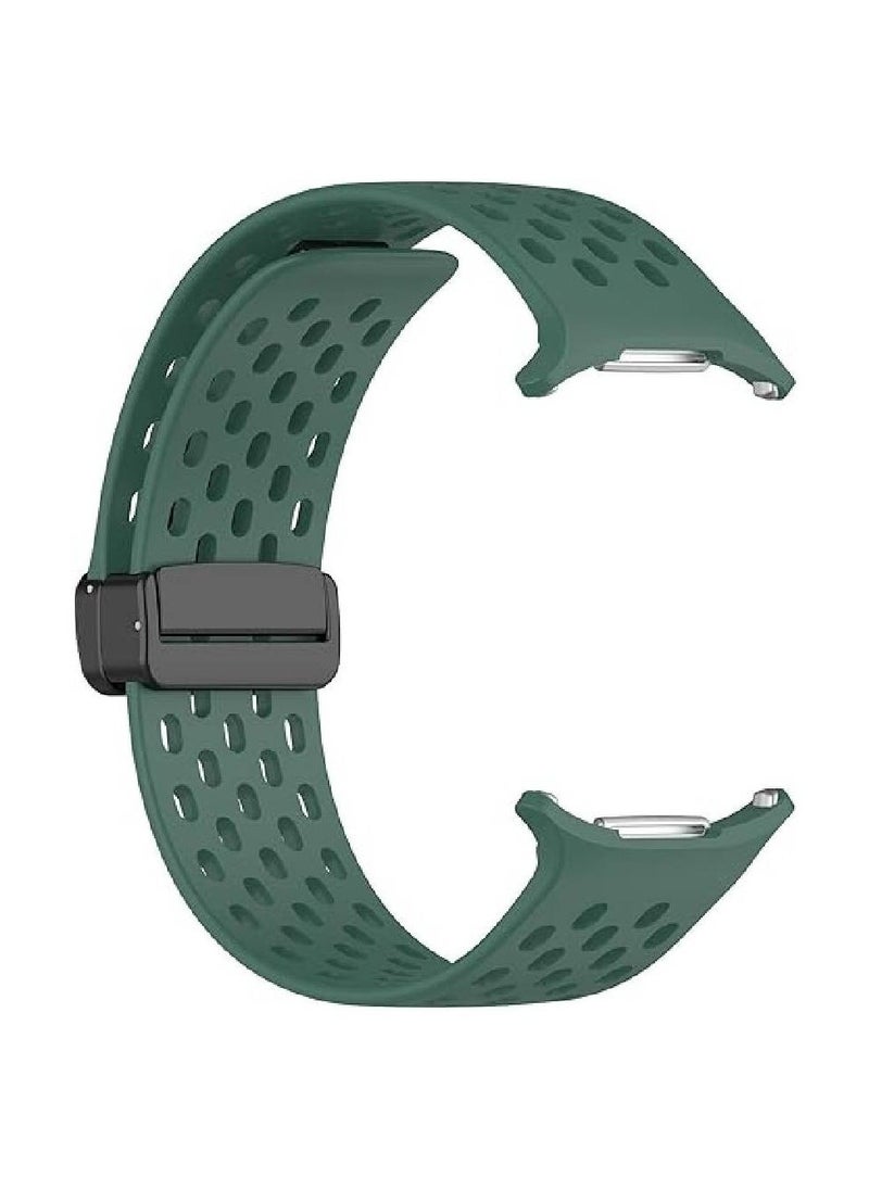 Silicone Watch Band with Hole Style Magnetic Folding Buckle for amsung Galaxy Watch Ultra 47mm | Quick Release Magnetic Closure | Breathable Affinity Skin Strap for Men u0026 Women (Green)