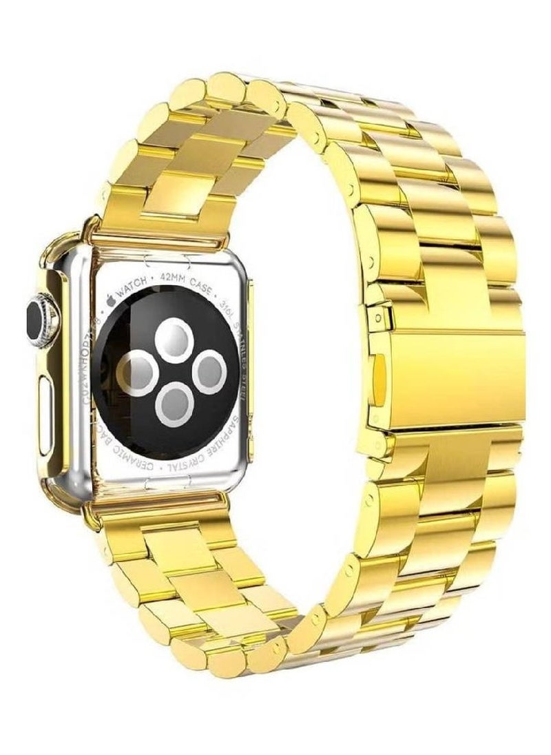 Stainless Steel Strap Metal Bracelet for Apple Watch Series 6/5/4/3/2/SE - 44/42 mm Gold