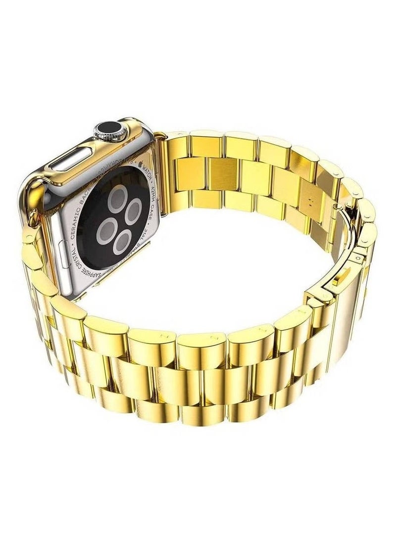 Stainless Steel Strap Metal Bracelet for Apple Watch Series 6/5/4/3/2/SE - 44/42 mm Gold