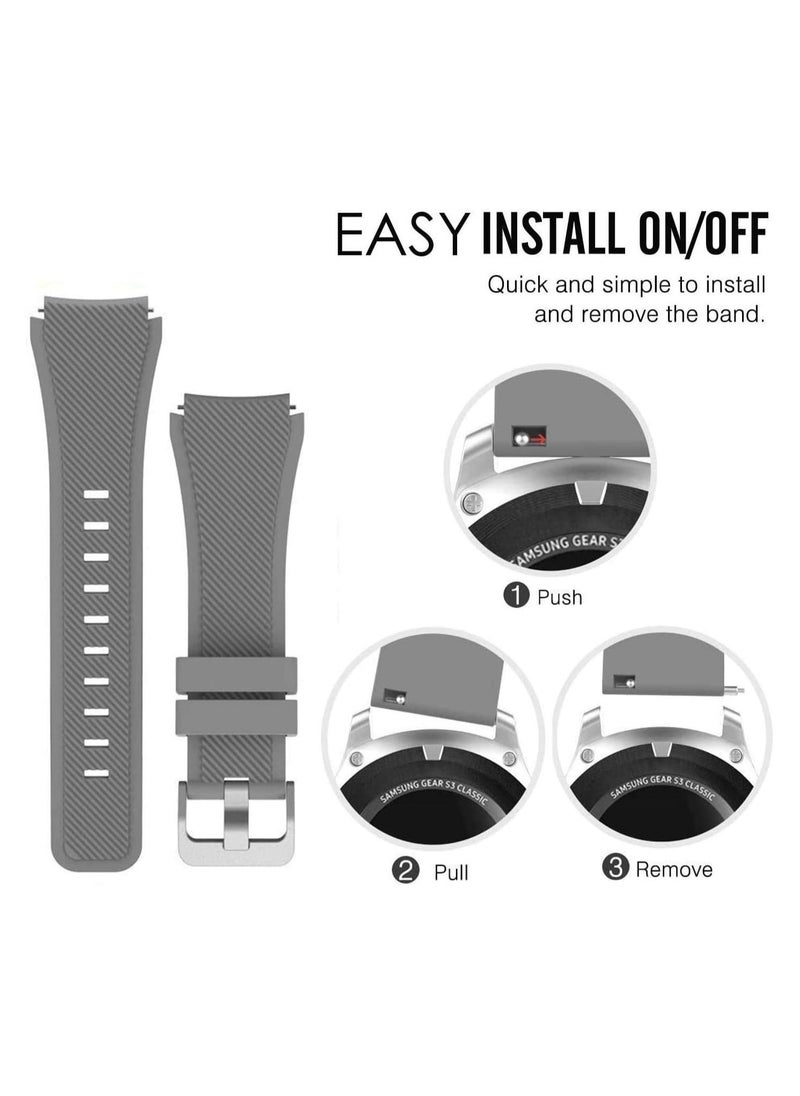 Stylish Grey Silicone Band for Samsung Gear S3 Frontier and Classic – Sporty and Comfortable