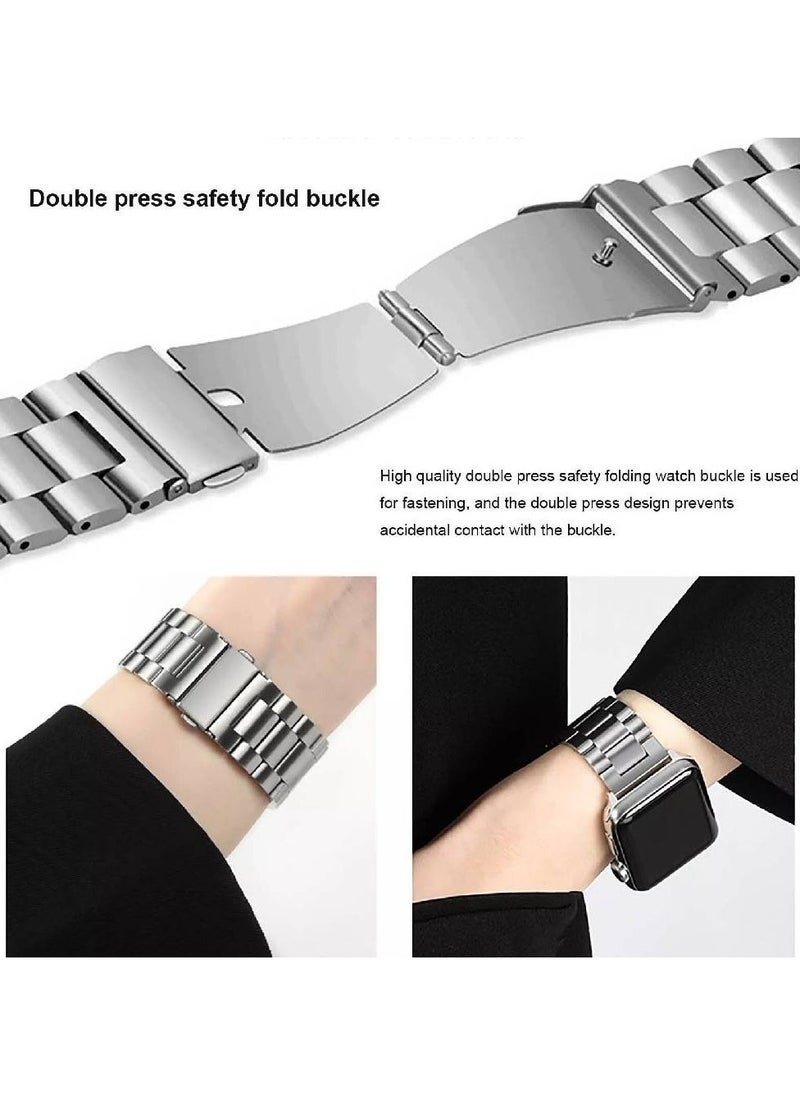 Metal Bands Compatible with Apple Watch Band 42mm 44mm 45mm, Stainless Steel Magnetic Absorption Strap, Wristband for iWatch Band for Apple Watch Series 7/6/5/4/3/2/1/SE,