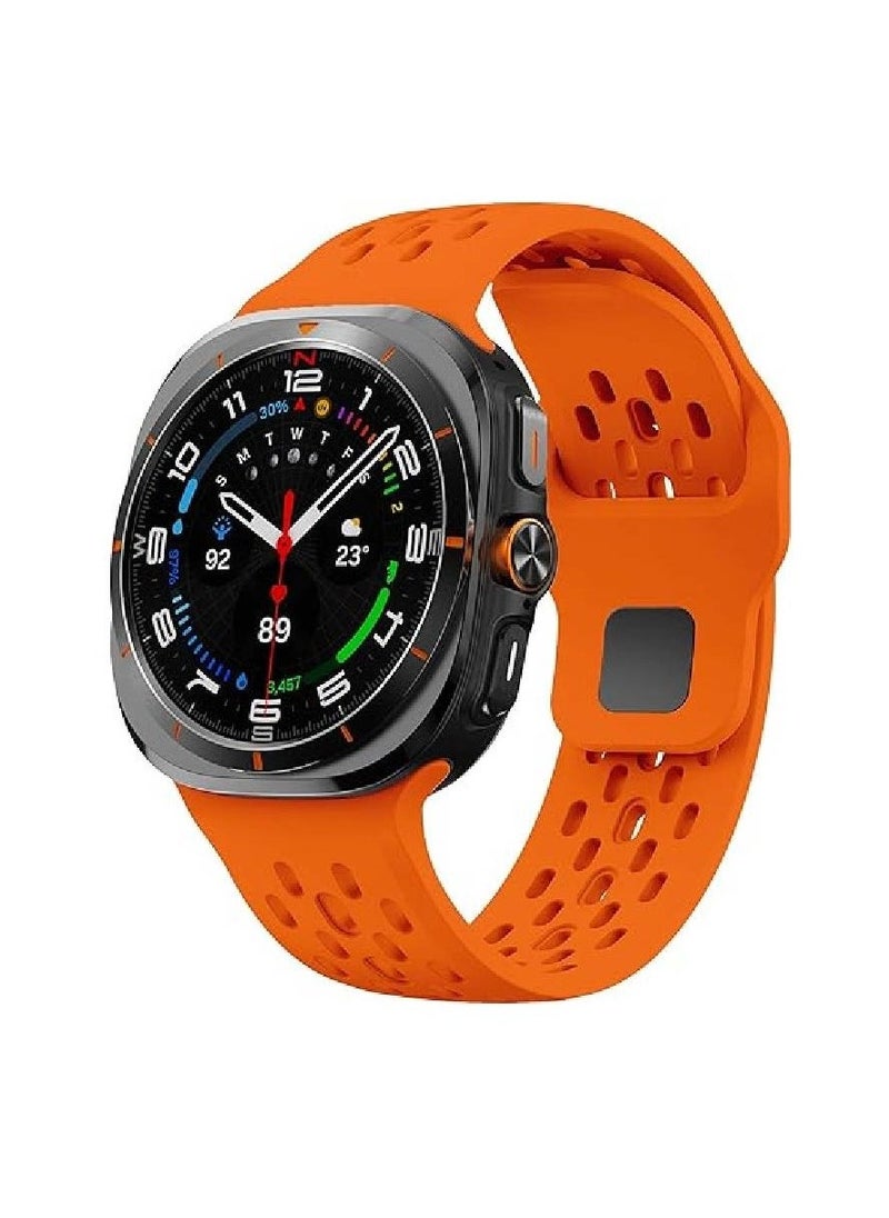 Breathable Bands for Samsung Galaxy Watch for Samsung Galaxy Watch Ultra Bands 47mm Men/Women, No Gap Silicone Sport Strap Correa Replacement (Orange)