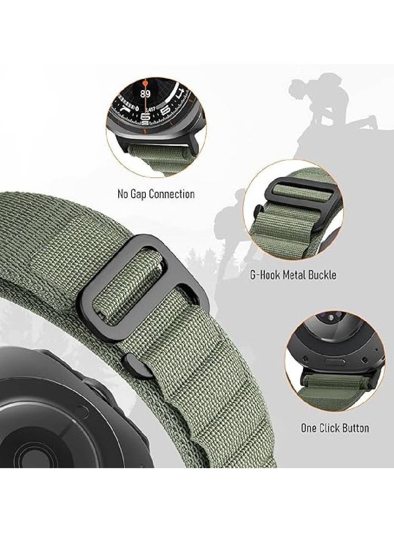 Trail Band for Samsung Galaxy Watch Ultra Bands 47mm Men/Women, Rugged Fabric Nylon Alpine Sport Loop Strap for Samsung Galaxy Watch 7 Ultra Band 47 mm 2024 Breathable Replacement Wristband (Green)