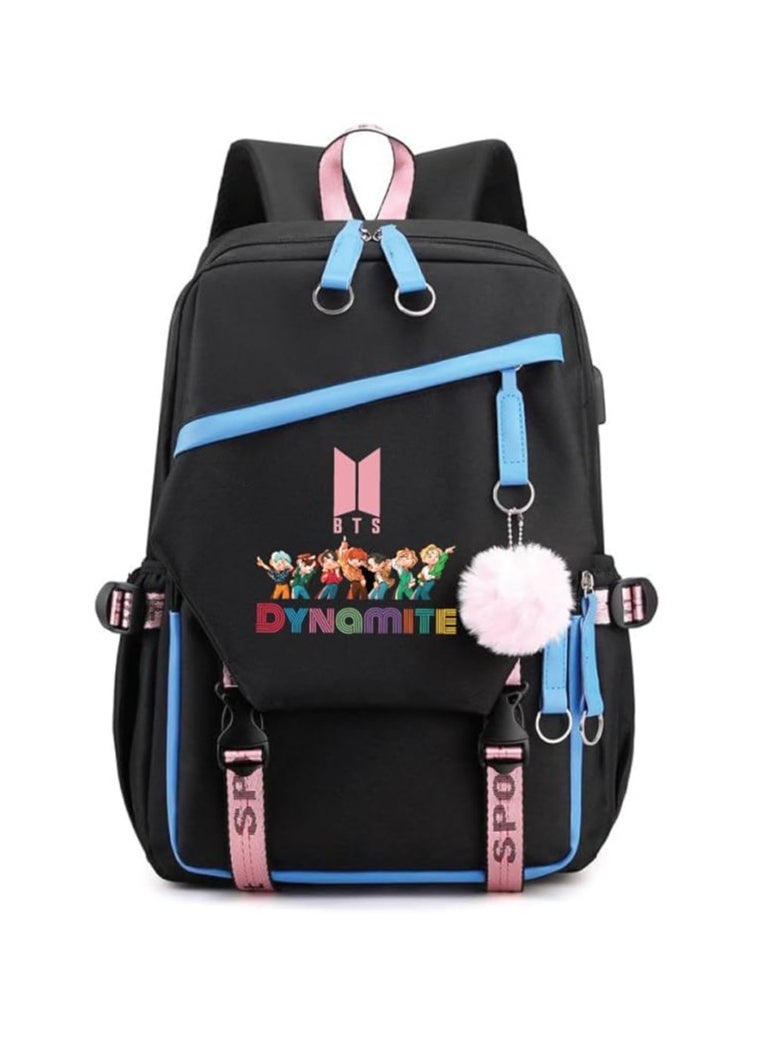 BTS Girls Backpack With USB Charging Port-Travel Companion For BTS Fans And Students-Casual Shoulder Bag And Book Bag-BTS Fans Merchandise Gifts