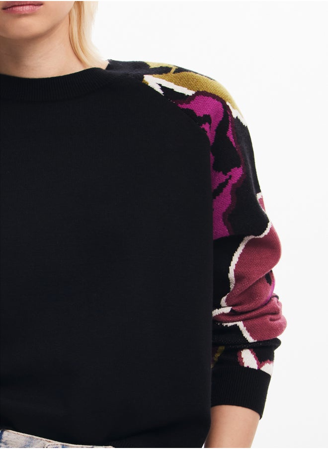 Sweater With Floral Sleeves