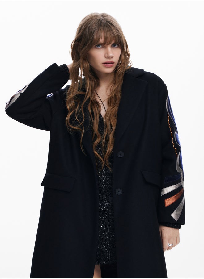Coat With Printed Sleeves