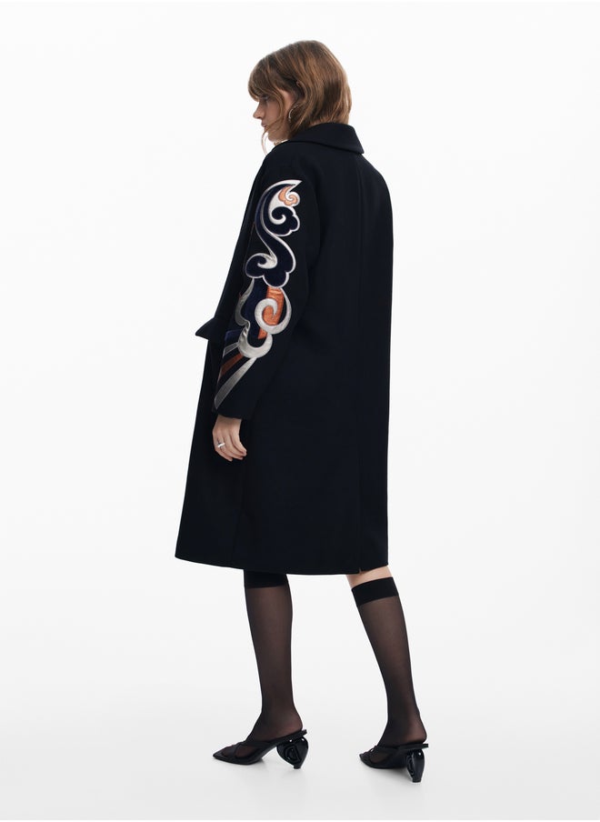 Coat With Printed Sleeves