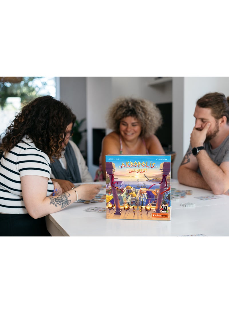 Akropolis Board Game - | Official Version | English And Arabic Language | Strategy Game for Teens and Adults | City-Building Game with 3D Tiles | Ages 8+ | for 2 to 4 Players