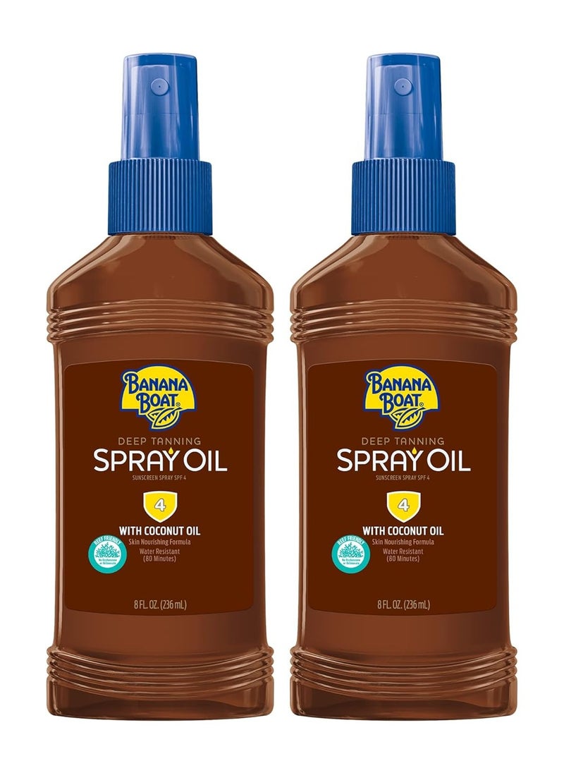 Banana Boat Deep Tanning Oil Pump Spray Sunscreen SPF 4 Twin Pack | Tanning Sunscreen Spray, Dark Tanning Oil, SPF Tanning Oil, Outdoor Tanning Oil SPF 4, Oxybenzone Free Sunscreen, 8oz each