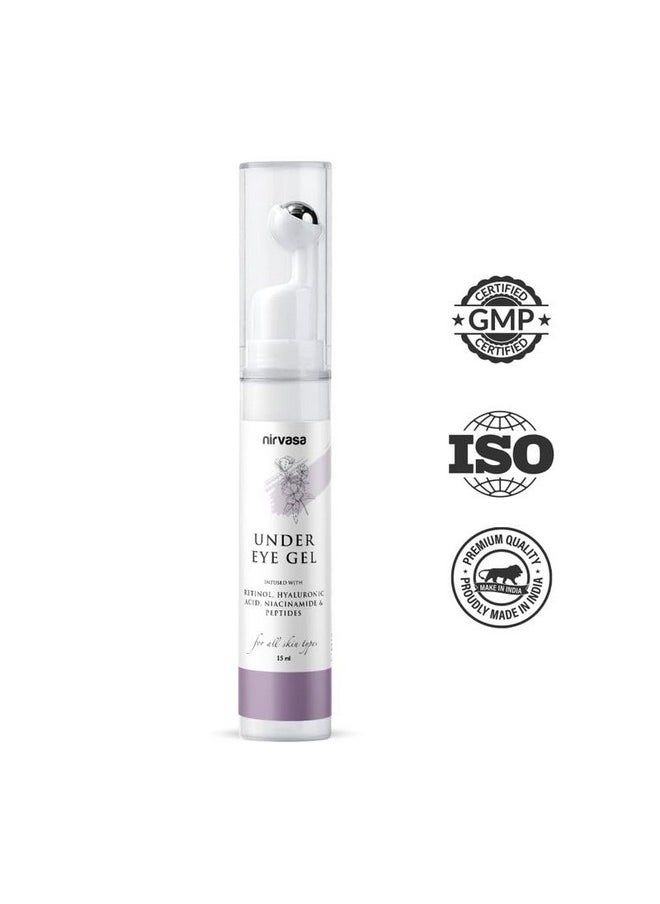 Under Eye Gel Cream With Roll On Enriched With Hyaluronic Acid Peptides & More Helps To Reduce Dark Circles & Puffy Eyes Restores Moisture Loss For All Skin Types 15Ml