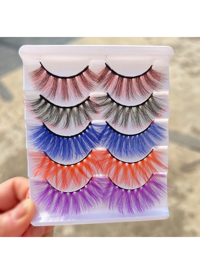 L Eyelashes Muqiu37 Halloween Mink Lashes Easter Colored False Eyelashes Long Dramatic Fake Eyelashes Party Mixed Color Lashes Eye Extensions Makeup Tools (Mq301-15Mm)