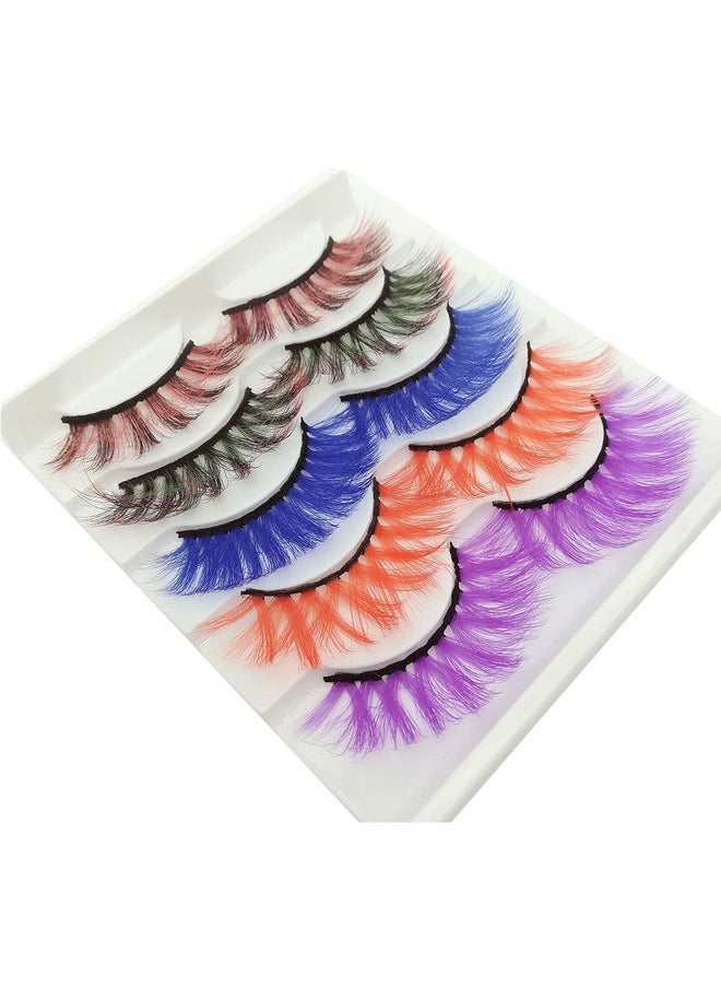 L Eyelashes Muqiu37 Halloween Mink Lashes Easter Colored False Eyelashes Long Dramatic Fake Eyelashes Party Mixed Color Lashes Eye Extensions Makeup Tools (Mq301-15Mm)