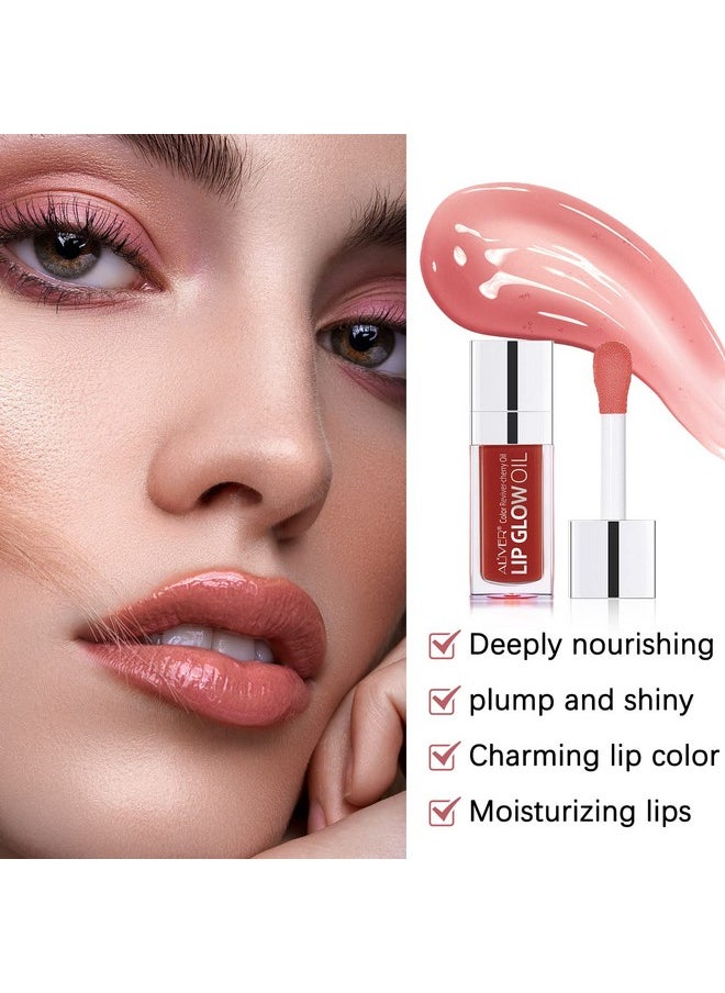Lip Glow Oil-Moisturizing Lip Gloss -Hydrating Lip Glow Oil Long Lasting Waterproof Lip Tint Set Lip Stain(Rose)