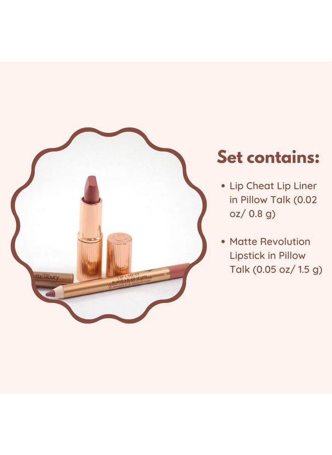 Pillow Talk Mini Matte Revolution Lipstick And Lip Cheat Lip Liner Mini Travel Size Duo Set