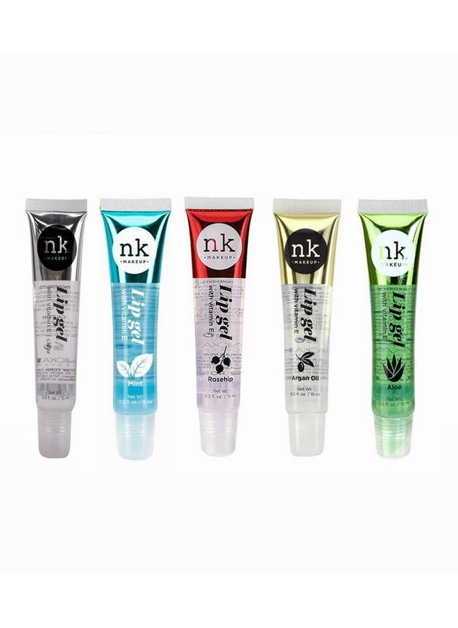 5 Flavors Nk Hydrating Lip Gel Rosehip Argan Oil Mint Aloe Clear Moisturizing Clear Gloss