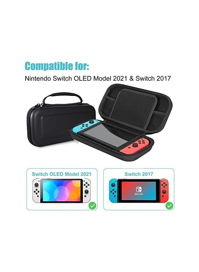 Storage Case for Nintendo Switch OLED Model & Nintendo Switch, Hard Shell Travel Box with 8 Game Card Holders, Carrying Case for Nintendo Switch / Switch OLED Model (2021)