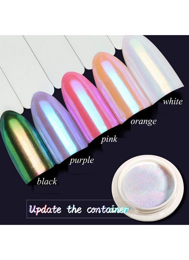 Prettydiva Aurora Chrome Nail Powder - Mermaid Chrome Nail Powder White Iridescent Chrome Nail Powder Aurora Powders For Nails, Unicorn Mermaid Powder For Nails Chrome Mica Powder Manicure Pigment.