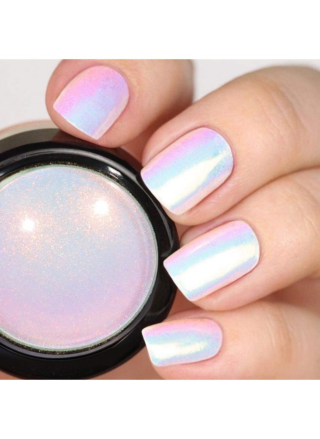 Prettydiva Aurora Chrome Nail Powder - Mermaid Chrome Nail Powder White Iridescent Chrome Nail Powder Aurora Powders For Nails, Unicorn Mermaid Powder For Nails Chrome Mica Powder Manicure Pigment.