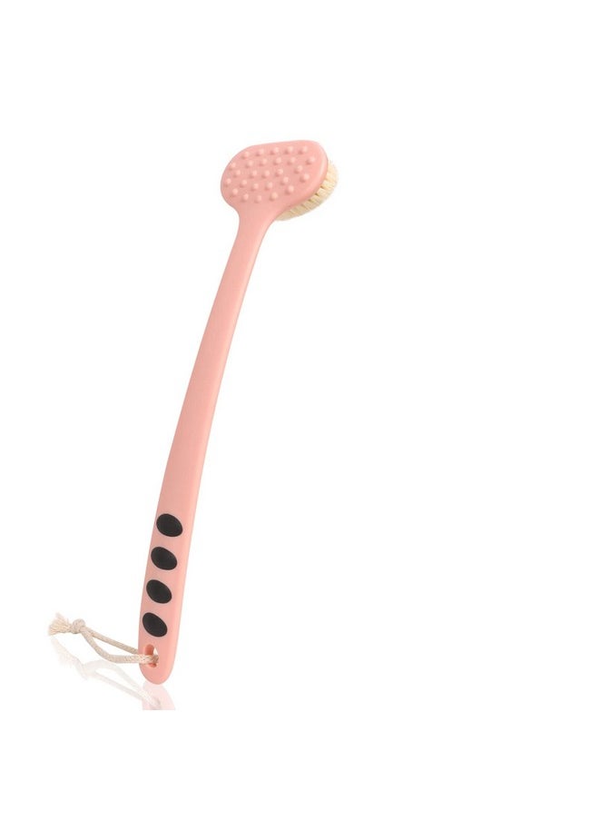 Bath Body Brush,Non-Slip Handle Built-In Tpr Enhance Grip,15 In Long Handle With Comfy Bristles Gentle Exfoliation Improve Skin'S Health And Beauty For Women Men Shower Brushing (Pink)