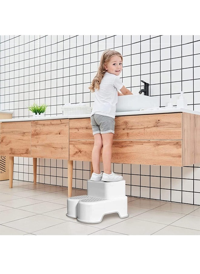 2 in 1 Step Stools for Kids and Adults Toddler Step Stool for Toilet Potty Training Detachable Potty Stools with ABC and Handles  Anti Slip Stackable Double Up Two Foot Step Stool