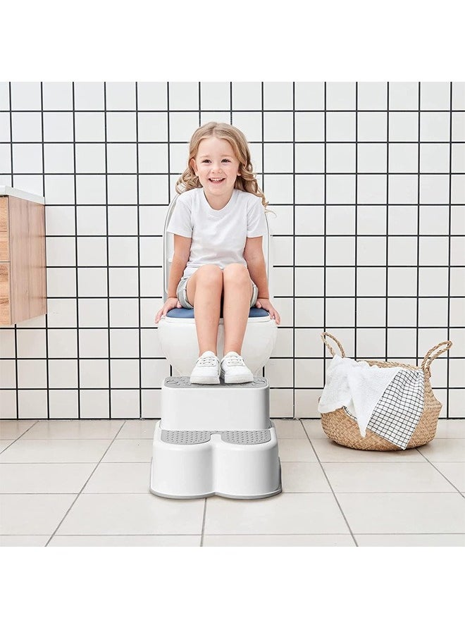 2 in 1 Step Stools for Kids and Adults Toddler Step Stool for Toilet Potty Training Detachable Potty Stools with ABC and Handles  Anti Slip Stackable Double Up Two Foot Step Stool