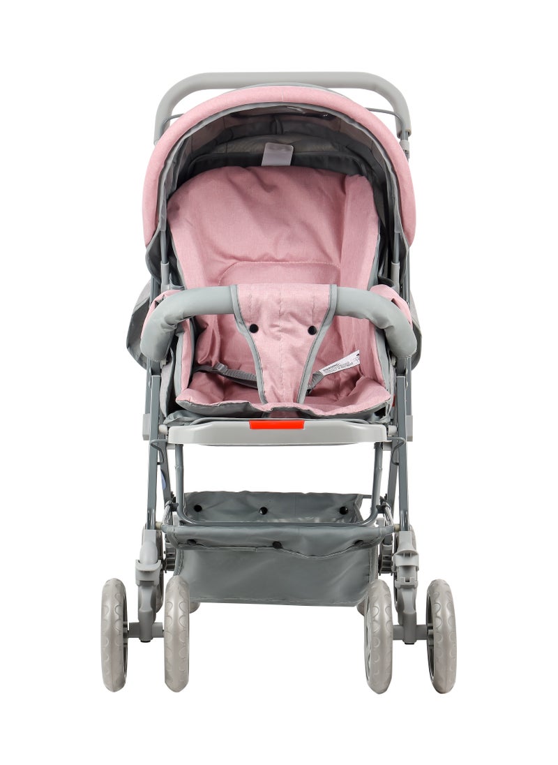 Ultimate Comfort Reversible Baby Stroller - Lightweight, Foldable, Adjustable Seat, Canopy & Safety Belt, For Infants & Toddlers, 0-3 Years (PINK)