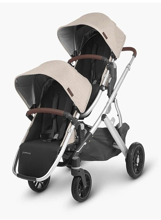 Rumbleseat V2 Multi - Position Stroller Seat – Declan – Oat Melange With Silver Frame And Chestnut Leather – Parent/Forward - Facing, Recline, Upf 50+ Canopy