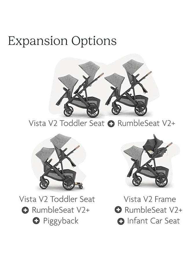 Rumbleseat V2 Multi - Position Stroller Seat, Jake Charcoal With Carbon Frame And Black Leather – Parent/Forward - Facing, Recline, Extendable Upf 50+ Canopy