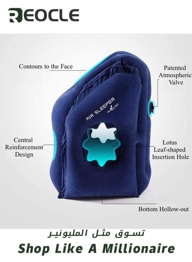 Inflatable Travel Pillow Airplane Neck Pillow Comfortably Supports Head and Chin for Airplanes & Trains & Cars & Office Napping