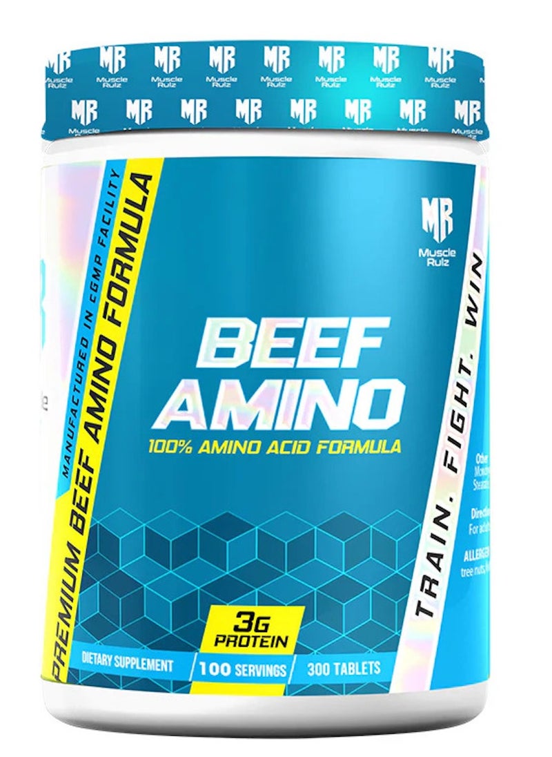 Beef 100% Amino Acid Formula 300 Tablets, supports muscle growth, recovery and strength