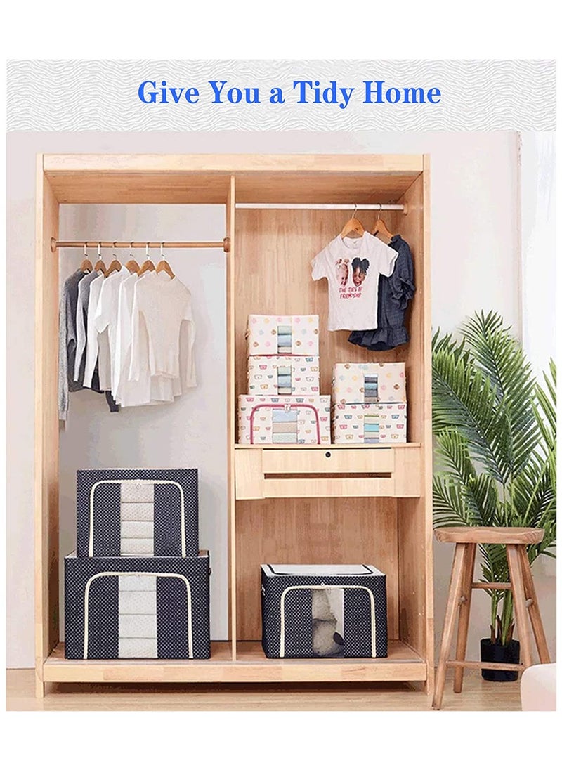 2pcs Storage Boxes Clothes Storage Container Set Oxford Cloth Closet Organizer Boxes With Steel Frame, Easy to Fold with Sturdy Zipper,Storage for Clothes,Bed ,Blankets,Bedding,Pillow