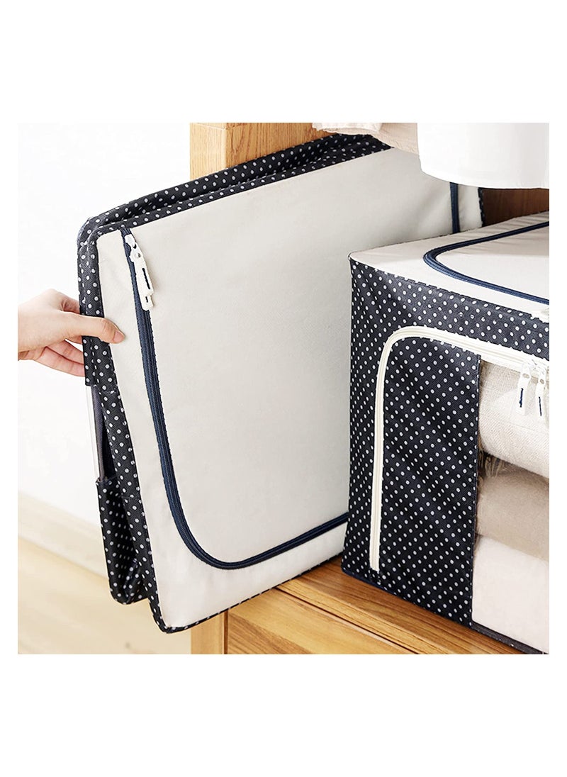 2pcs Storage Boxes Clothes Storage Container Set Oxford Cloth Closet Organizer Boxes With Steel Frame, Easy to Fold with Sturdy Zipper,Storage for Clothes,Bed ,Blankets,Bedding,Pillow