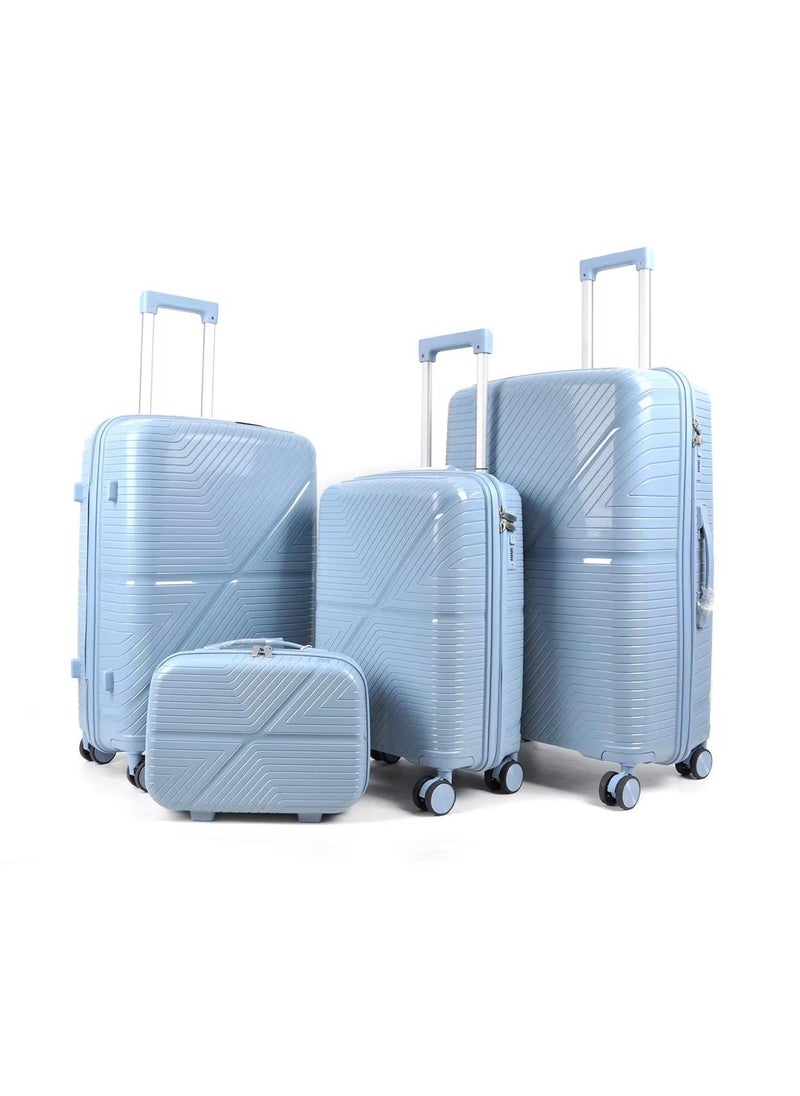 Unbreakable Polypropylene 3-Piece Suitcase Set with Beauty Case & 360° Spinner Wheels Sizes 28,24,20,14