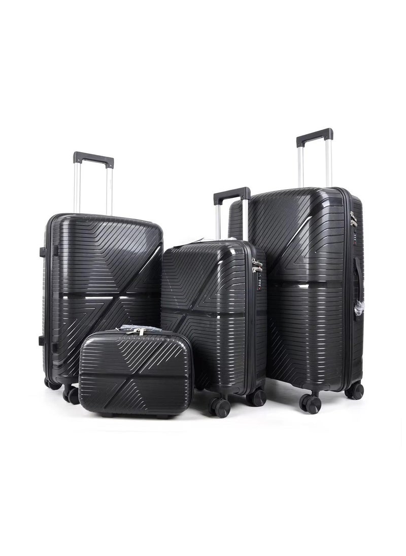 Unbreakable Polypropylene 3-Piece Suitcase Set with Beauty Case & 360° Spinner Wheels Sizes 28,24,20,14