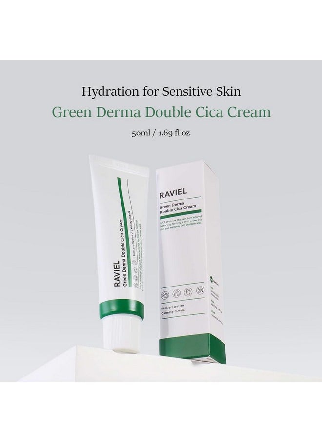 Green Derma Double Cica Cream, For All Skin Types, Gentle Moisturizer, Deep Hydrating, Brightening, Skin Protection, Anti Aging, Calming, Soothing (1.7 Fl Oz X 1Ea)