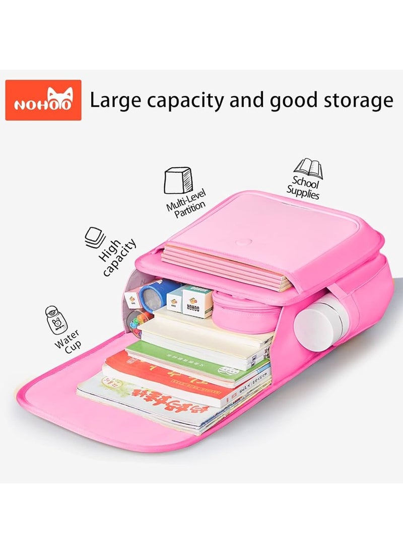 Nohoo Spine Protection Horizontal School Backpack for 0-5 Grade Primary Students - Rabbit Pink