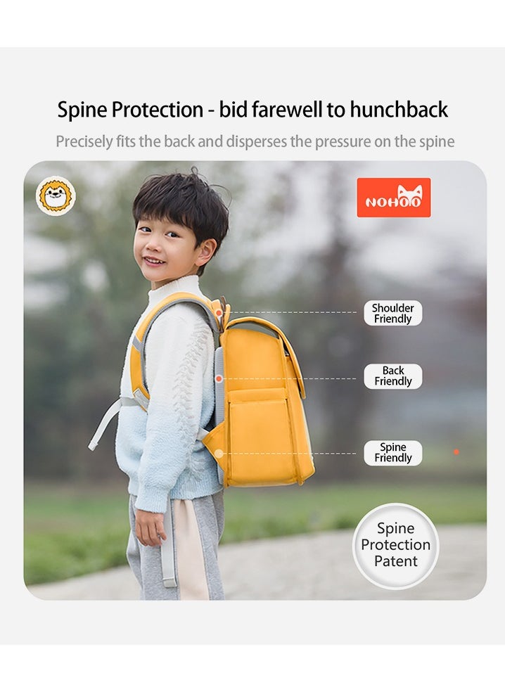 Nohoo Spine Protection Horizontal School Backpack for 0-5 Grade Primary Students - Yellow Cat