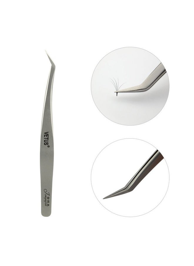 1 Pc Vetus Eyelash Tweezers Fine Point High Precision Golden Feather Tweezers Stainless Steel For Eyelash Extension