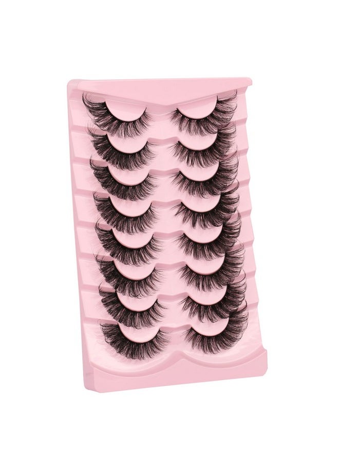 False Eyelashes Fluffy Cat Eye Lashes Pack Natural Look 3D Faux Mink Lashes Fox Eye Fake Eyelashes 8 Pairs