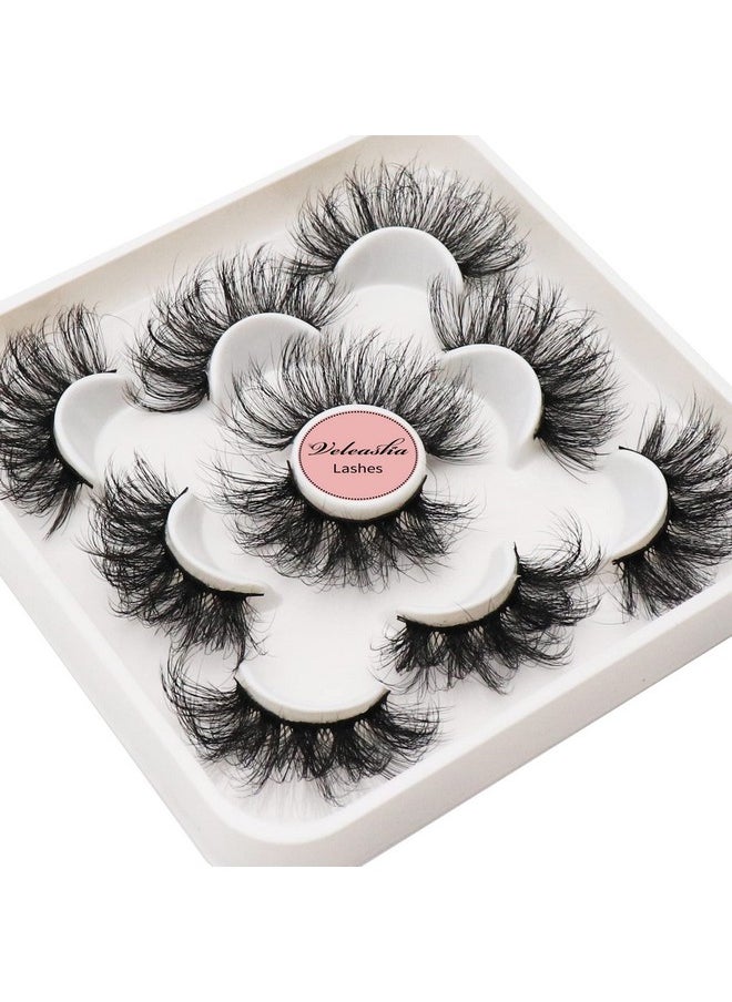 Lashes Big Curl 3D Faux Mink Lashes 25Mm Long Dramatic Fake Eyelashes For Gorgeous Eye Makeup, 5 Pairs Pack False Eyelashes (Ms03)